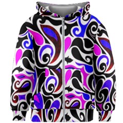 Retro Swirl Abstract Kids Zipper Hoodie Without Drawstring by dressshop