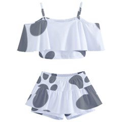 Pets Footprints Kids  Off Shoulder Skirt Bikini