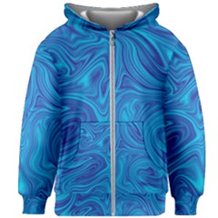 Blue Abstract Pattern Art Shape Kids Zipper Hoodie Without Drawstring