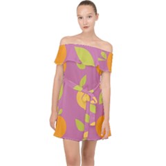 Seamlessly Pattern Fruits Fruit Off Shoulder Chiffon Dress