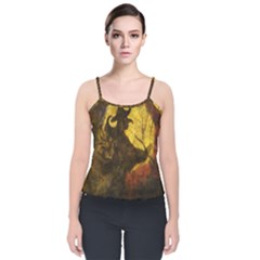 Witch On Moon Velvet Spaghetti Strap Top