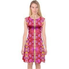 Roses And Butterflies On Ribbons As A Gift Of Love Capsleeve Midi Dress by pepitasart