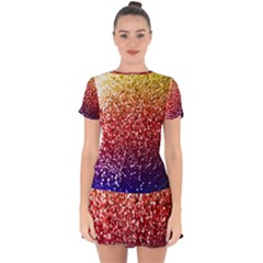 Rainbow Glitter Graphic Drop Hem Mini Chiffon Dress by bloomingvinedesign