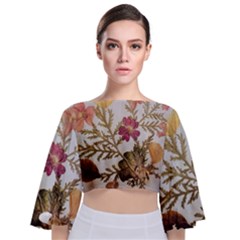 Holy Land Flowers 10 Tie Back Butterfly Sleeve Chiffon Top