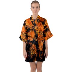 Yellow Flower Abstract Quarter Sleeve Kimono Robe by bloomingvinedesign