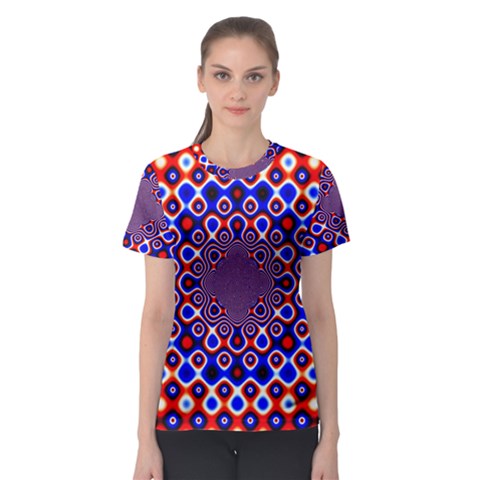 Digital Art Background Red Blue Women s Sport Mesh Tee by Sapixe