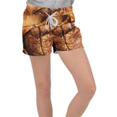 Olive Wood Wood Grain Structure Women s Velour Lounge Shorts by Sapixe