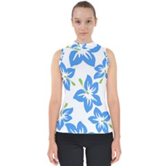 Hibiscus Wallpaper Flowers Floral Mock Neck Shell Top by Sapixe