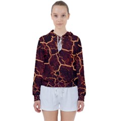 Lava Cracked Background Fire Women s Tie Up Sweat by Sapixe