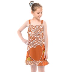 Flower Floral Heart Background Kids  Overall Dress