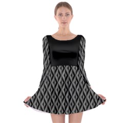 B/w Abstract Pattern 2 Long Sleeve Skater Dress by JadehawksAnD