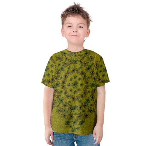 Flower Wreath In The Green Soft Yellow Nature Kids  Cotton Tee by pepitasart