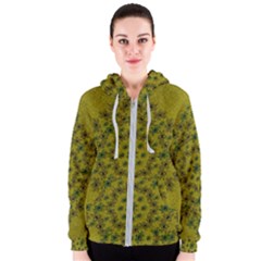 Flower Wreath In The Green Soft Yellow Nature Women s Zipper Hoodie by pepitasart