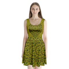 Flower Wreath In The Green Soft Yellow Nature Split Back Mini Dress  by pepitasart