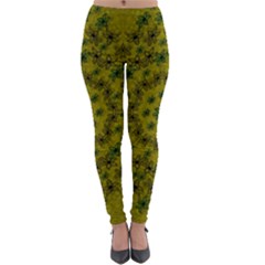 Flower Wreath In The Green Soft Yellow Nature Lightweight Velour Leggings by pepitasart