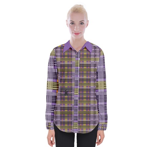 Playing With Plaid Kitten (purple) Halloween Pattern Womens Long Sleeve Shirt by emilyzragz