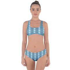 Swan Herd Houndstooth Pattern  Criss Cross Bikini Set by emilyzragz