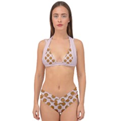 Waffle Polka Dot Pattern Double Strap Halter Bikini Set by emilyzragz