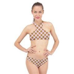 Waffle Polka Dot Pattern High Neck Bikini Set by emilyzragz