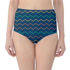 Pattern Zig Zag Colorful Zigzag Classic High-waist Bikini Bottoms by Sapixe