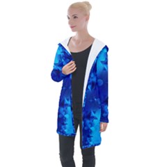 Background Course Gradient Blue Longline Hooded Cardigan by Sapixe