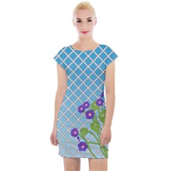 Morning Glory Argyle (blue Sky) Pattern Cap Sleeve Bodycon Dress