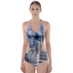 Manhattan New York City Cut-out One Piece Swimsuit by Sapixe