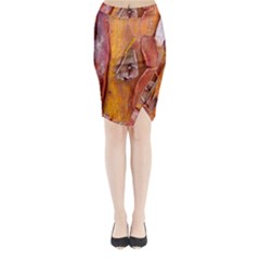 Bark Tree Texture Wood Trunk Midi Wrap Pencil Skirt by Sapixe