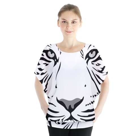 Tiger Black Ans White Batwing Chiffon Blouse by alllovelyideas