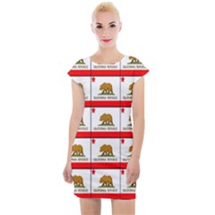 Calif Bear Flag Cap Sleeve Bodycon Dress