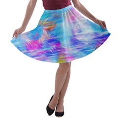 Background Drips Fluid Colorful A-line Skater Skirt