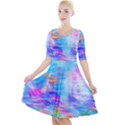 Background Drips Fluid Colorful Quarter Sleeve A-Line Dress View1