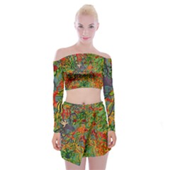 Dubai Hotel Art Off Shoulder Top With Mini Skirt Set by Sapixe