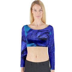 Beauty Bloom Blue 67636 Long Sleeve Crop Top by hhhh
