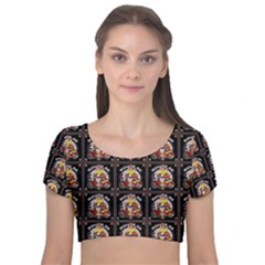 Route-66-1 Velvet Short Sleeve Crop Top 