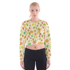 Thanksgiving Pattern Cropped Sweatshirt by Valentinaart