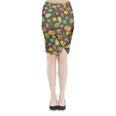 Thanksgiving Pattern Midi Wrap Pencil Skirt by Valentinaart