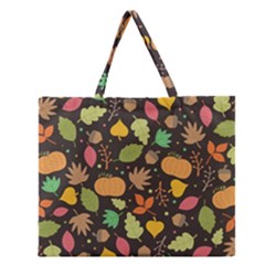 Thanksgiving Pattern Zipper Large Tote Bag by Valentinaart