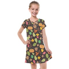 Thanksgiving Pattern Kids  Cross Web Dress