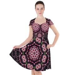 Fantasy Flowers Ornate And Polka Dots Landscape Cap Sleeve Midi Dress