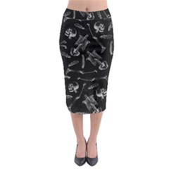 Human Skeleton Pattern - Halloween  Midi Pencil Skirt by Valentinaart