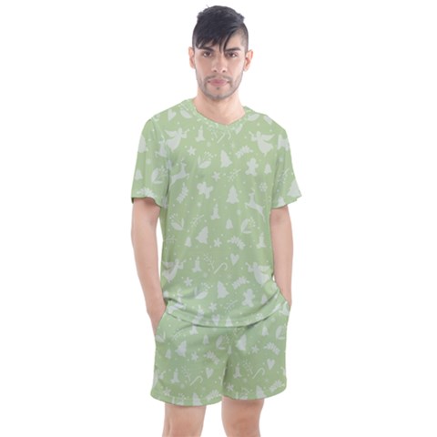 Christmas Pattern Men s Mesh Tee And Shorts Set by Valentinaart