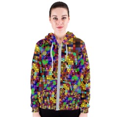 Color Mosaic Background Wall Women s Zipper Hoodie by Sapixe