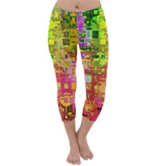 Color Abstract Artifact Pixel Capri Winter Leggings 