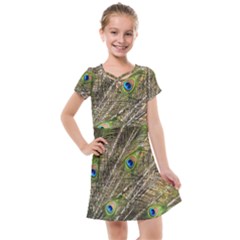 Peacock Feathers Color Plumage Green Kids  Cross Web Dress