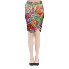 Art Flower Pattern Background Midi Wrap Pencil Skirt by Sapixe