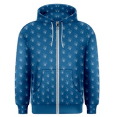 Quebec French Royal Fleur De Lys Elegant Pattern Blue Blue Quebec Fleur De Lys Pattern Blue Men s Zipper Hoodie by Quebec