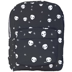 Pattern Skull Stars Halloween Gothic On Black Background Full Print Backpack by genx