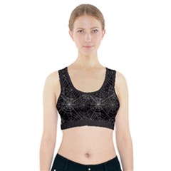 Pattern Spiderweb Halloween Gothic On Black Background Sports Bra With Pocket by genx