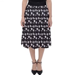 Pattern Skull Bones Halloween Gothic On Black Background Classic Midi Skirt by genx